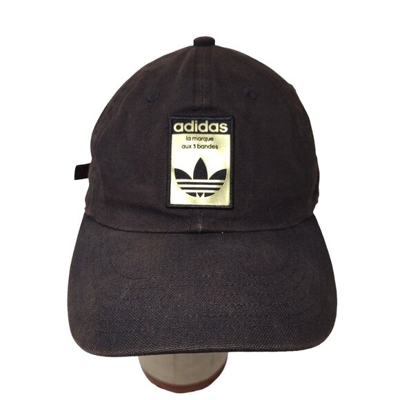 adidas Gold Trefoil Logo Black Slideback Hat Cap Adjustable Embroidered One Size - Picture 1 of 10